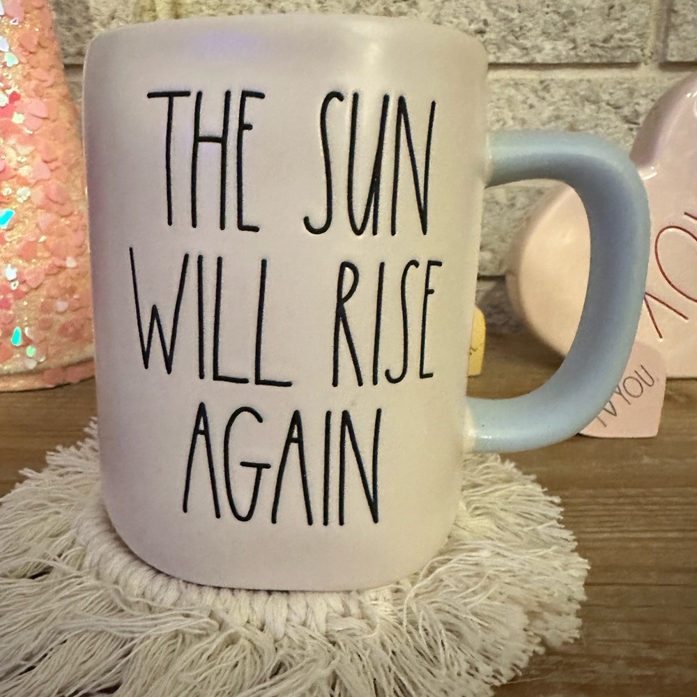 🆕 Rae Dunn Matte Ceramic Matte Mug with Pale Blue Interior and Handle